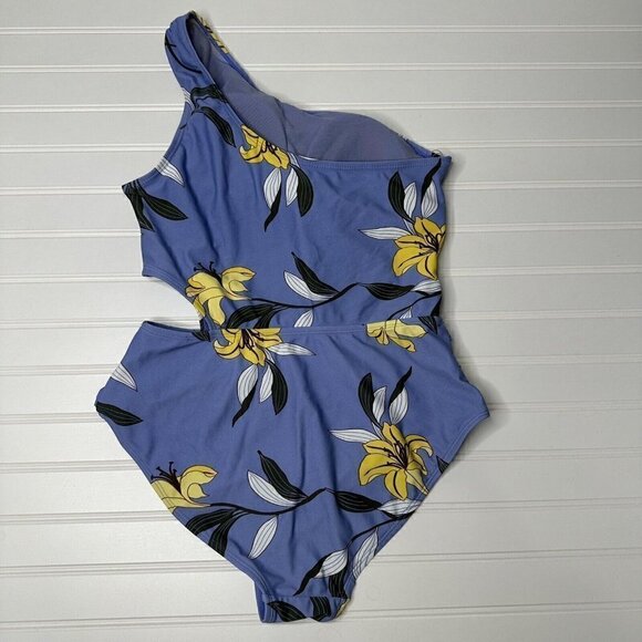 Jones New York Swimsuit Blue Floral One-Piece One Shoulder Cutout  Size M - Picture 6 of 14